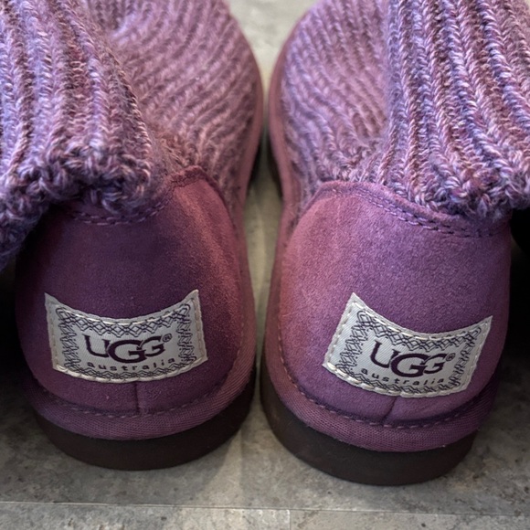 UGG Women Purple Knit Button Up Boots with Fringe, Calf Height, Holiday, Size 9 - Picture 13 of 17